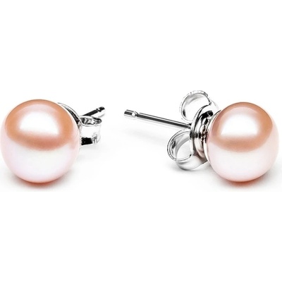Gaura Pearls Náušnice s růžovou 6,5-7 mm říční perlou Phoebe II, stříbro 925/1000 EFB07-N/P Růžová