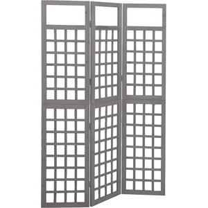 vidaXL Параван за стая, 3 панела, сив, масивна ела, 121x180 см (316486)