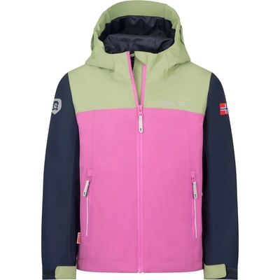 TROLLKIDS Детско водоустойчиво яке Trollkids Kid's Telemark Jacket Waterproof jacket - Pistachio Green / Mallow Pink / Navy - размер 128 (EU) (703-3032-1616)
