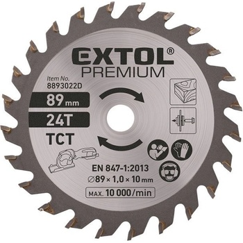 EXTOL PREMIUM Kotouč pilový s SK plátky Ř89 x 1,0 x 10 mm, 24T