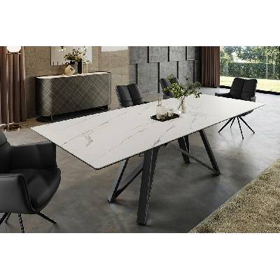 LuxD Roztahovací keramický stůl Callen 160-200cm mramor bílý