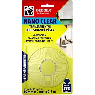 Den Braven obojstranná páska nano clear 19 mm x 2,5 m B8220BD