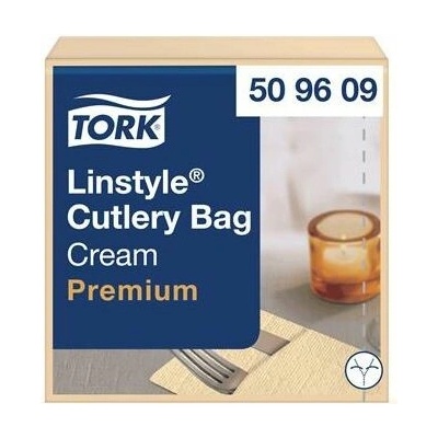 TORK Servírovacie servítky priemyselne kompostovateľné 1V Premium LinStyle krémové 50ks 39x39 cm