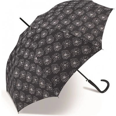Pierre Cardin Long AC 82674 Automatický deštník černý s květinami černá
