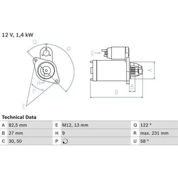 BOSCH Startér BO 0986018340