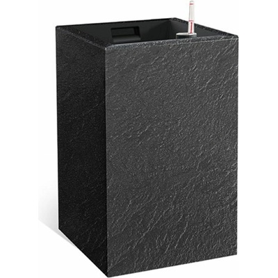 PLASTKON Květináč Cubico Stone 27 x 27 x 42 cm antracit s rostlinnou vložkou