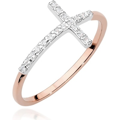 Blink-Blink Zlatý prsteň s Krížikom s diamantami 1685RDB