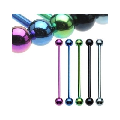 Šperky eshop piercing do ucha z anodizovaného titanu s kuličkami C31.12 světlá zelená G