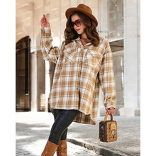 Resti Women's Cotton Shirt Coat čierna biela hnedá kaki viacfarená
