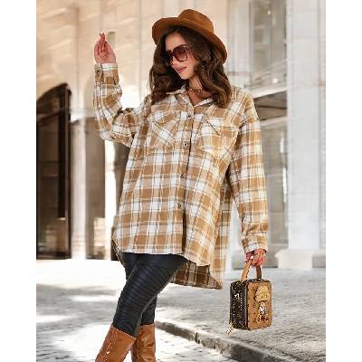 Resti Women's Cotton Shirt Coat čierna biela hnedá kaki viacfarená