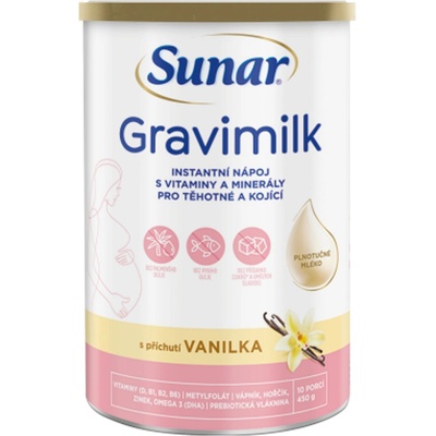 Sunar Gravimilk s příchutí vanilka pro těhotné a kojící ženy 450 g