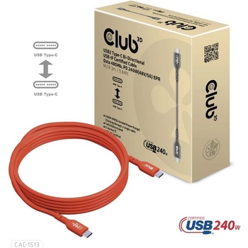 Club3D CAC-1513 USB2 Type-C Bi-Directional USB-IF Certifikovaný 480Mb, PD 240W(48V/5A) EPR M/M, 3m