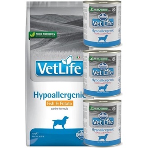 Farmina Vet Life Dog Хипоалергенна риба и картофи 12кг + Farmina Hypoallergenic 3x300 г