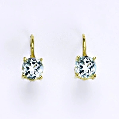 Čištín Zlaté náušnice, přírodní topaz sky, žluté i bílé zlato - NK 1250
