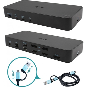 i-Tec USB 3.0 / USB-C / Thunderbolt, 3x 4K Docking Station + Power Delivery 70W CATRIPLEDOCKPDPRO