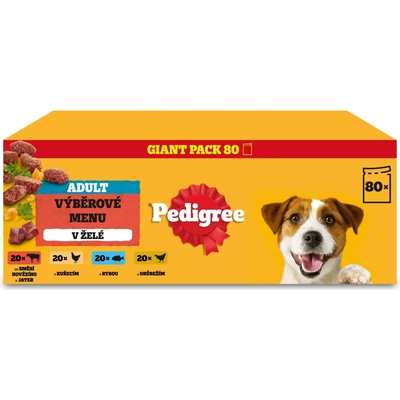 Pedigree smíšený výběr v želé pro dospělé psy 80 x 100 g