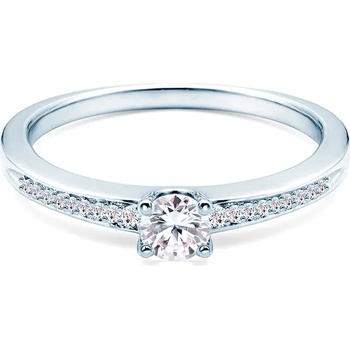 Image 1 of SAVICKI Годежен пръстен със страничен камък: бяло злато. диаманти