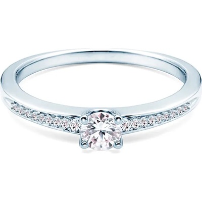 SAVICKI Годежен пръстен със страничен камък: бяло злато. диаманти