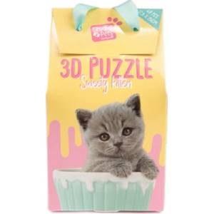 Studio Pets Детски 3D пъзел Studio Pets - Сиво коте в чаша, 48 части (6335) - baby