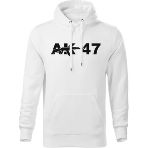 DRAGOWA мъжки суитшърт с качулка ak47, бял, 320г/м2 (5770)