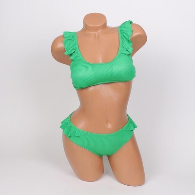 Дамски бански с бюстие и рипсен ефект в зелено