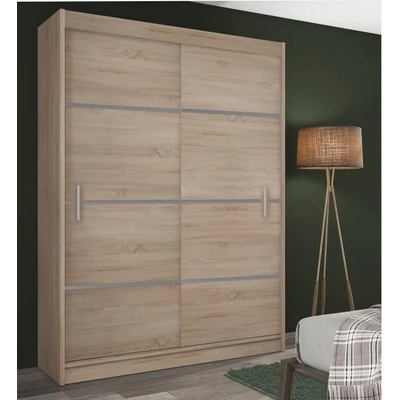 Гардероб с плъзгащи врати Merina 150x60x215cm Дъб сонома и сиво