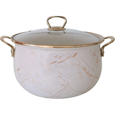 Goldmann 22 см (5 л) индукционна емайлирана тенджера в цвят златно и бяло Goldmann модел GM 8017-22B (GM 8017-22B)