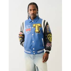 True Religion Яке True Religion Men's Pu Faux Leather Jacket - Blue / Black