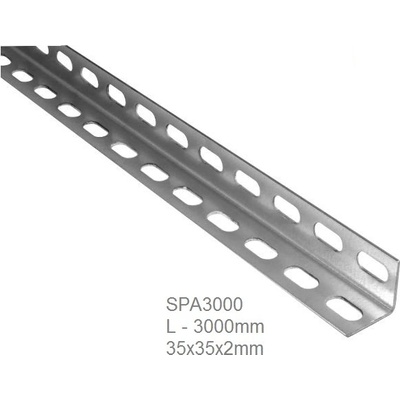 Uholníkový profil L-3000, 35x35x2mm, dierovaný, pozink