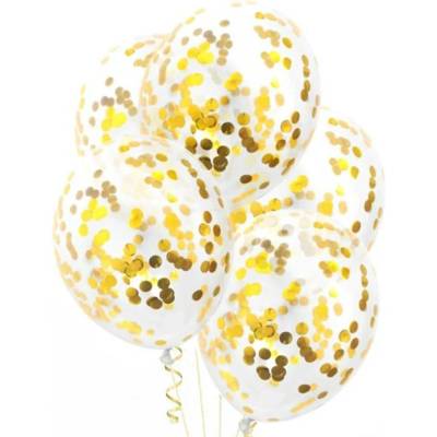 PartyDeco Balónky s konfetami kroužky zlaté 30 cm