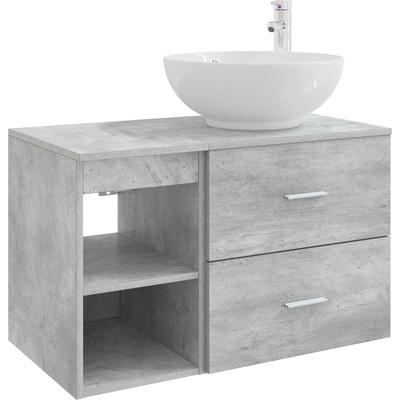 vidaXL Комплект мебели за баня 2 pcs Бетонно сиво Инженерна дървесина (3403915)