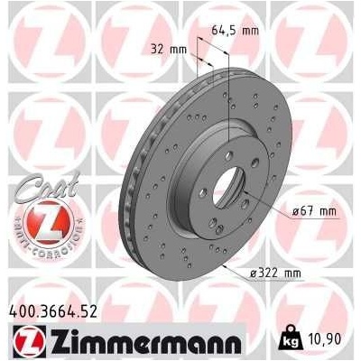 Brzdový kotúč (cena za 1ks) ZIMMERMANN 400.3664.52