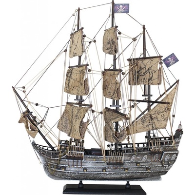 SEA Club Pirátská loď, dřevo s látkovými plachtami, D: 50cm, V: 56cm - ve starostříbrném provedení 5057