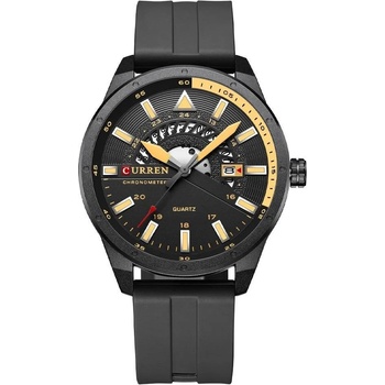 Curren Мъжки часовник Curren Knout, Силиконова каишка, Черен (CURREN-8421-BLACK-YELLOW)