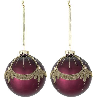 Bloomingville Vánoční ozdoba Suman Red Glass – set 2 ks, červená barva, sklo