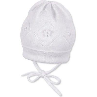 Sterntaler Памучна плетена детска шапка Sterntaler - 41 cm, 4-5 месеца, бяла (1701610-500)