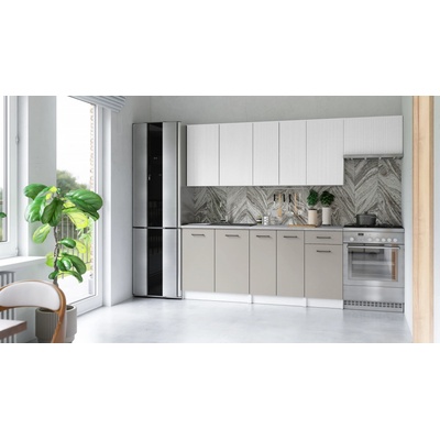 FRONTI Kuchyňská linka ALIMOS 240cm Bílá/Kamenny