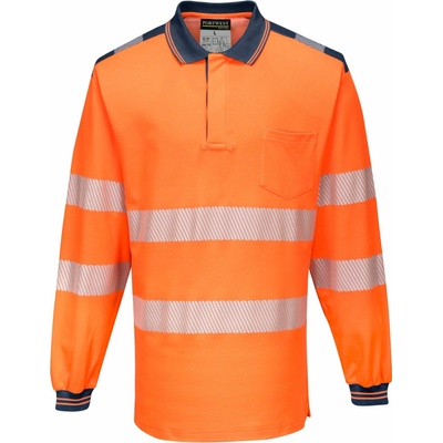 Portwest T184 PW3 L/S Reflexná polokošeľa oranžová/modrá M