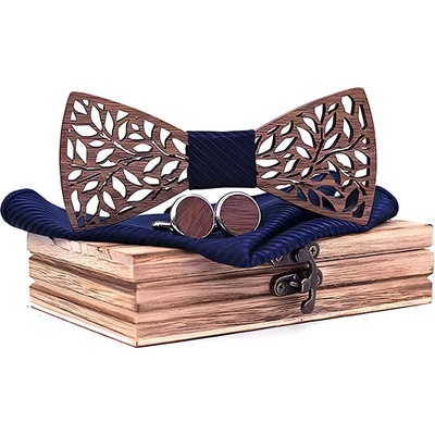 HARAHU Издълбана дървен папионка - Черен / Син kp30907 (30907)