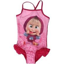 Jednodielne plavky Máša a medveď 02 červené