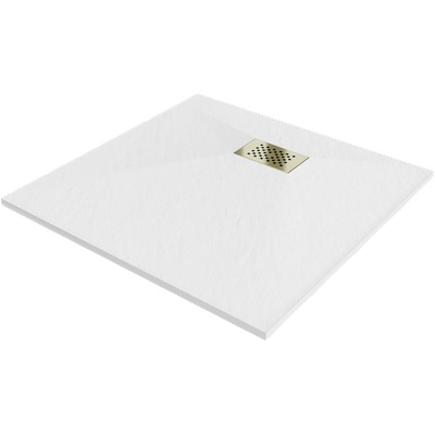 Mexen Hugo квадратен душов поддон SMC 80 x 80 cm, бял, златен капак - 42108080-G (42108080-G)