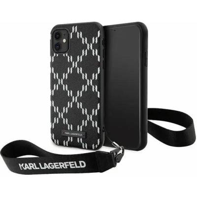 KARL LAGERFELD Кейс Karl Lagerfeld KLHCN61SAKLMBSK за iPhone 11 / Xr 6.1", черен / черен, твърд, Monogram Losange Saffiano (KF001657-0)