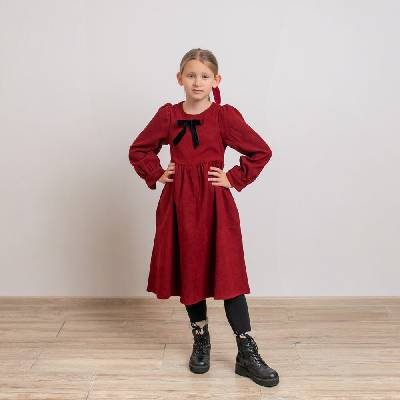 Valéria dievčenské menčestrové šaty bordo