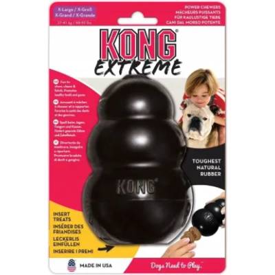 KONG KONG Extreme King XL - Забавна гумена играчка за дъвчене и носене с дупка за лакомства, за кучета от едри породи 13 см