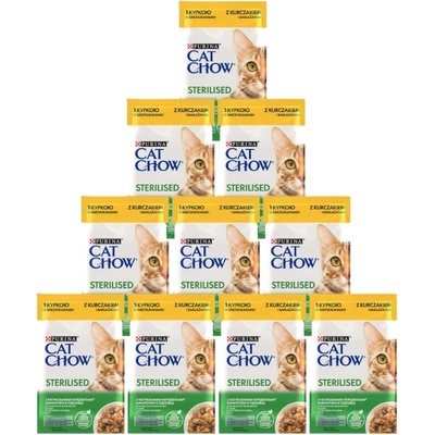 Purina Cat Chow CAT CHOW Sterilizované krmivo pre mačky s kuracím mäsom a baklažánom v omáčke 10x85 g
