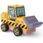 Bigjigs Toys - Дървен детски пъзел с кубчета - Булдозер (BB124)