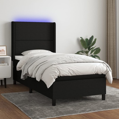 Petrashop 3138215 boxspring postel s matrací a LED černá textil