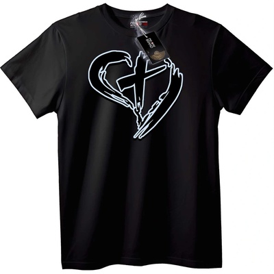 NOONEBRAND Тениска Сърце и кръст - M, Black