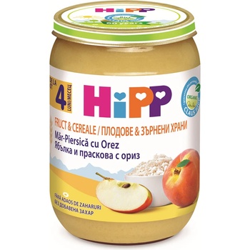 Image 1 of HiPP Био Каша праскова, ябълка и пълнозърнест ориз 190 гр. - 4+ месеца