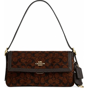 Coach Дамска чанта Coach Etta Small Flap In Signature Chenille, Трюфелно кафява (CCV65-BROWN)